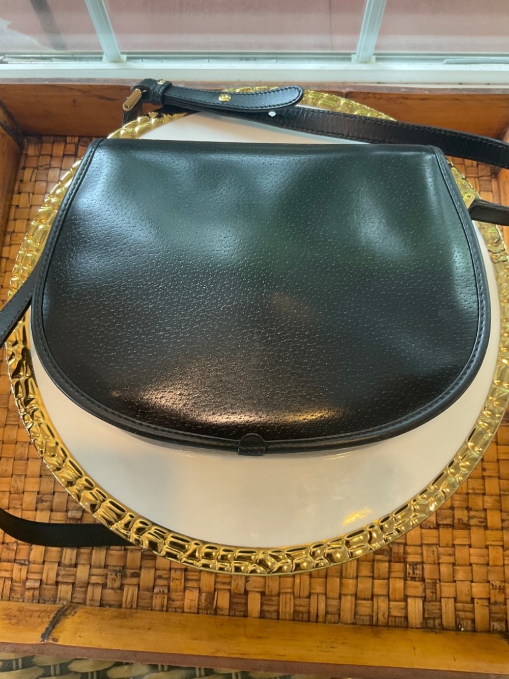 GUCCI VTG Authentic Black Coated Pebbled Crossbody Bag - Picture 3 of 9